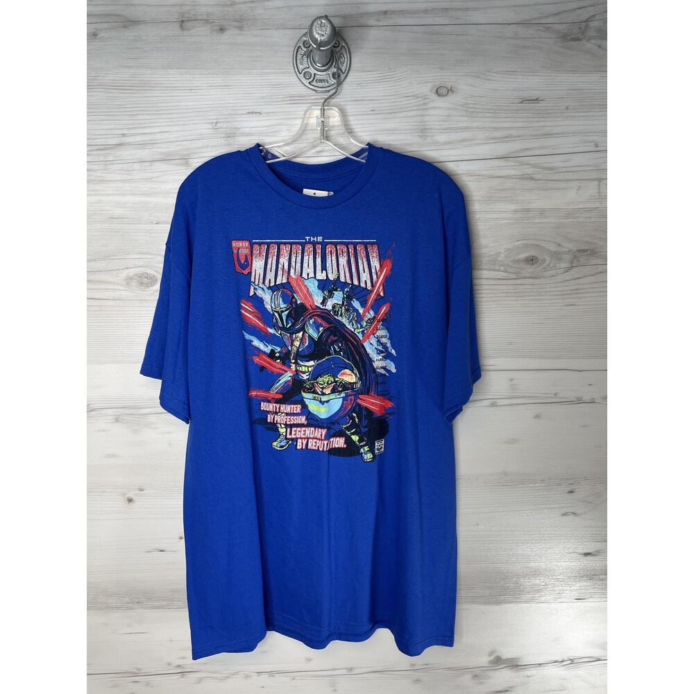Mad Engine Star Wars Mandalorian Mens‎ XL Royal Blue Graphic Tee STMD0315